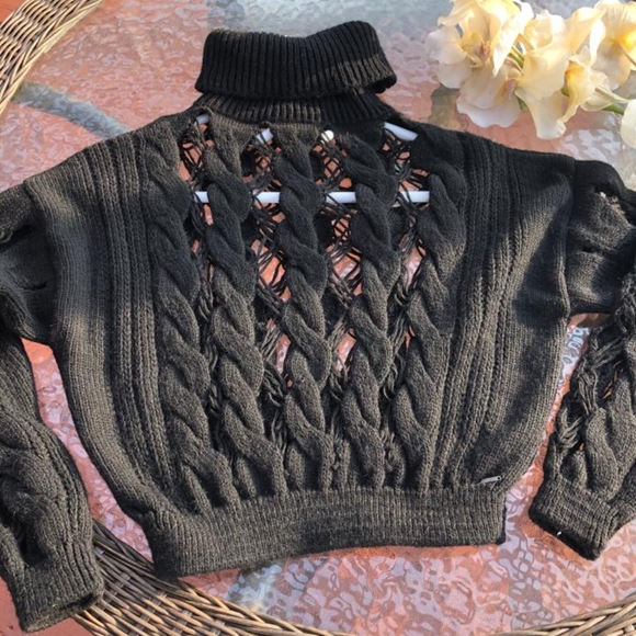 AGGEL Open Knit Turtleneck Sweater - Picture 2 of 6